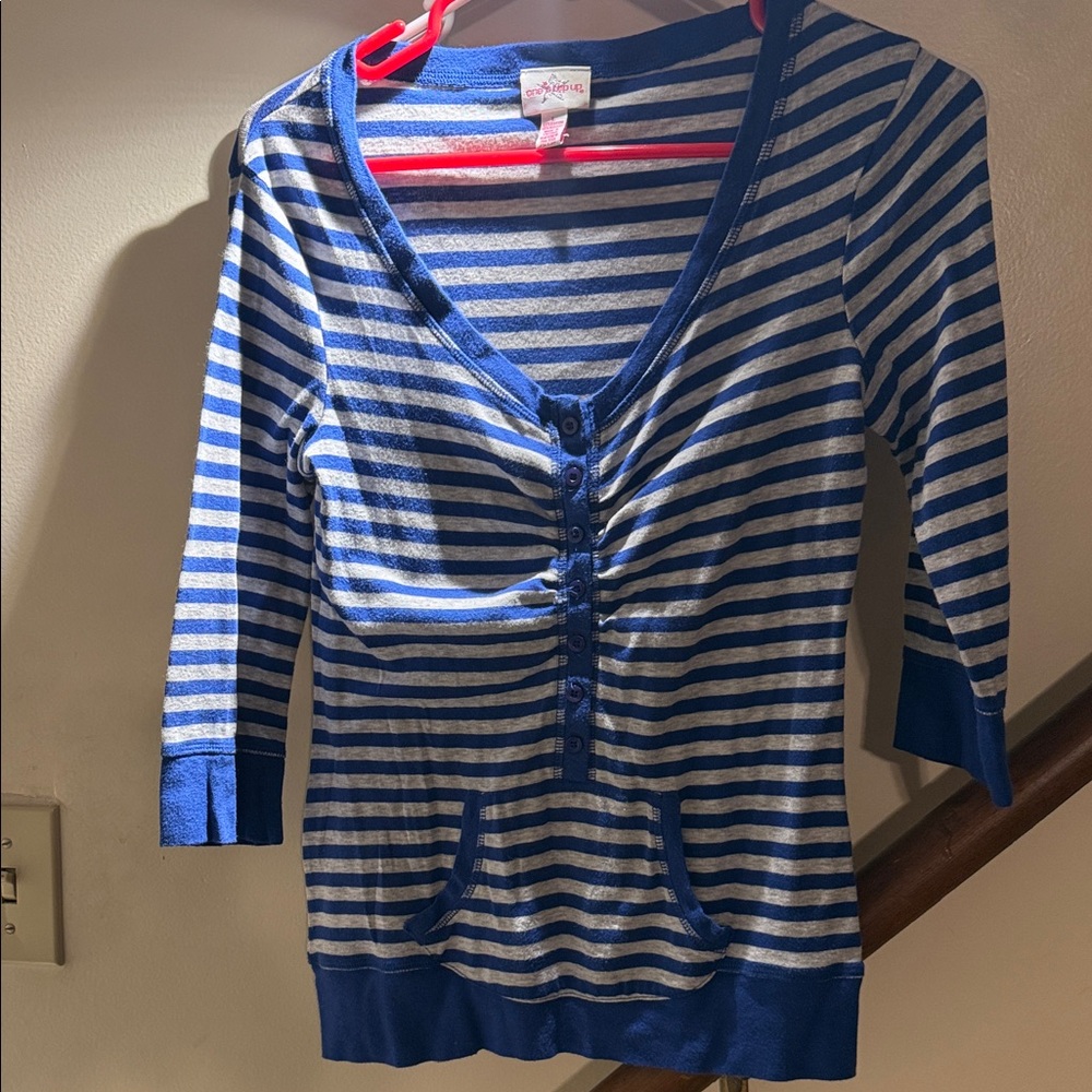 Blue and White Striped Top